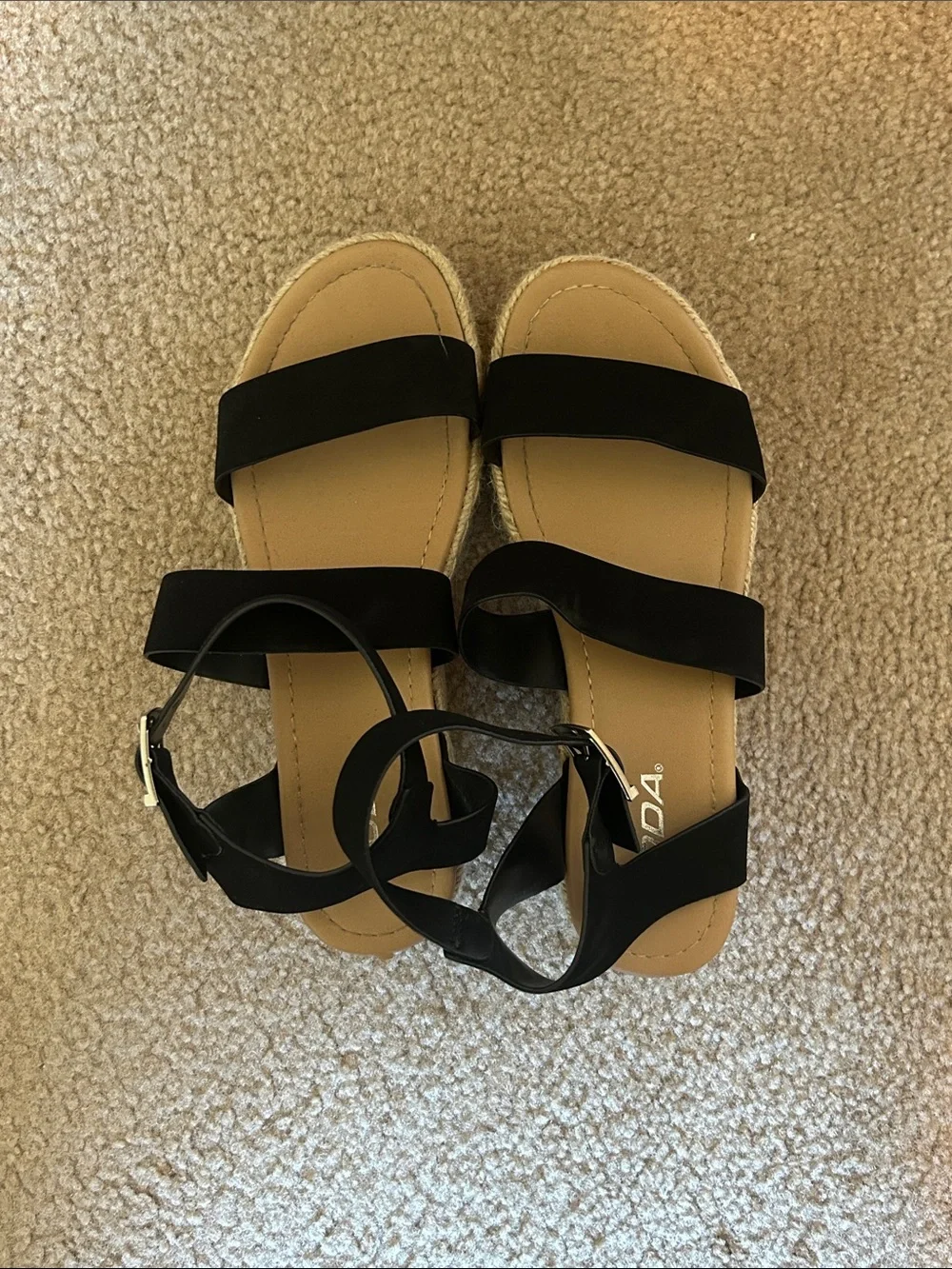 Women's Black Espadrille Platform Sandals
